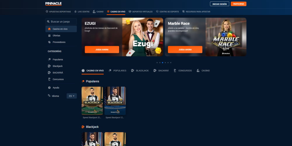 Pinnacle casino salas en vivo