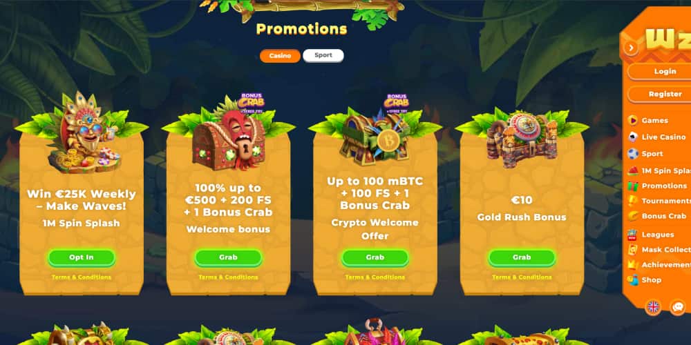 Wazamba casino bono